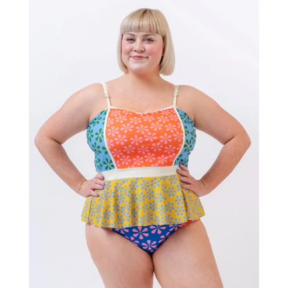Lime Ricki Floral Colorblock Two Piece Swimsuit